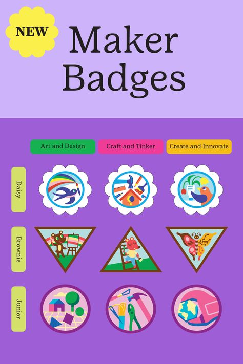 Girl Scout Badges Requirements, Buy Girl Scout Cookies, Brownie Badges, Badge Ideas, Family Involvement, Girl Scout Badges, Girl Scout Daisy, Girl Scout Activities, Badge Maker