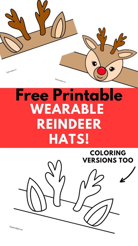 Christmas Free Printable Reindeer Hats to wear Reindeer Hat Template Free Printable, Reindeer Headband Template, Reindeer Ears Template, Reindeer Antlers Template Free Printable, Reindeer Head Template Free Printable, Reindeer Hats For Kids, Reindeer Head Template, Reindeer Template Free Printable, Reindeer Antlers Template