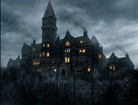 Arkham Horror, Gothic Mansion, Dark Castle, Gothic Castle, Castle Aesthetic, Slytherin Aesthetic, 다크 판타지, Gothic Aesthetic, Fantasy City