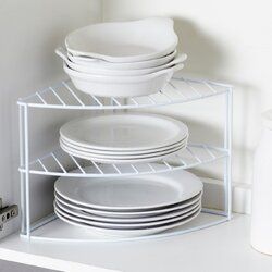 Brookside 3 Tier Corner Cupboard Shelving Rack Cupboard Organiser, Kitchen Corner Storage, Kitchen Cupboard Storage, Cupboard Shelves, Corner Cupboard, Plate Storage, Kitchen Plate, Drawer Inserts, Kitchen Organisation