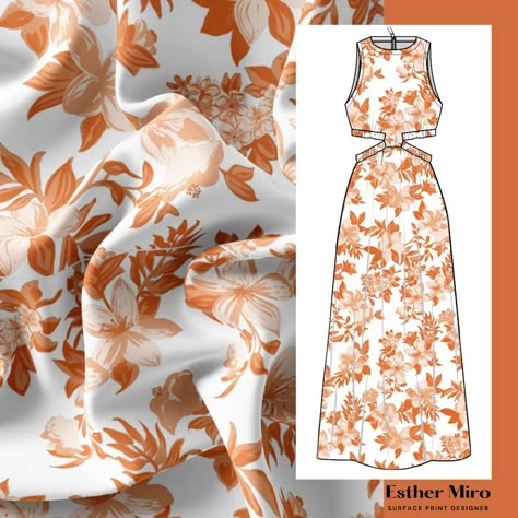 Vintage botanical florals are timeless on printed summer dresses #beyondthebeach #retroflowers #nostalgia #retroresort #newonpatternbank #handdrawn #modernvintage #70s #60s #graphicflowers #subduedtropic #vaycay #forecast #trends #colourtrends #2022 #2023 #womansapparel #esthermirodesign #wgsn #textiletrends #fashionprint #textiledesign #patternbank #softlyretro #nostalgia #retrorevival Tropical Prints Pattern, Surface Pattern Design Inspiration, الفن الرقمي, 포트폴리오 레이아웃, Fashion Illustration Tutorial, Fabric Print Design, Pattern Design Inspiration, Fashion Illustration Sketches Dresses, Textile Prints Design