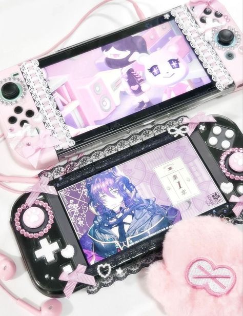 Decorated Nintendo Switch, Sanrio Nintendo Switch, Kawaii Technology, Jirai Kei Aesthetic, Aesthetic Nintendo Switch, Kei Aesthetic, Nintendo Lite, Icon Widget, Kawaii Games