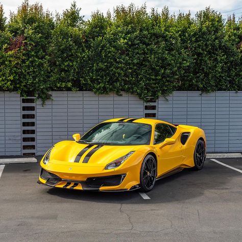 2019 Ferrari 488 Pista finished in Giallo Modena over a black alcantara and carbon fiber interior with yellow accents 🐝 - Now available at … | Instagram Orange Ferrari, Ferrari Car Aesthetic, Yellow Ferrari, Ferrari 488 Pista, Tokyo Drift Cars, Luxury Cars Rolls Royce, Night Drive, Pimped Out Cars, Car Chevrolet