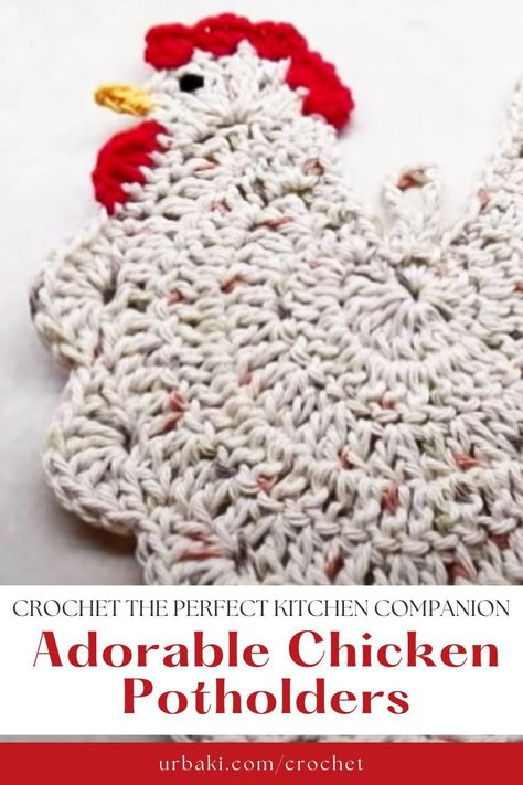 Crochet Hen Potholder Free Pattern, Crochet Chicken Hot Pad Free Pattern, Crochet Rooster Potholder Free Pattern, Crochet Chicken Trivet Pattern Free, Chicken Coasters Free Pattern, Crochet Chicken Hot Pad, Chicken Hot Pads Free Pattern, Crochet Pattern For Chicken, Crochet Chicken Pot Holder