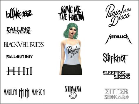 The Sims Resource - DreadMermaid | 13 White Alternative Band Tops Sims 4 Cc Band Tees, Female Sims, Sims 4 Tsr, Minimal Dress, Falling In Reverse, Cutout Bodysuit, Sims Community, Model Look, Black Veil Brides