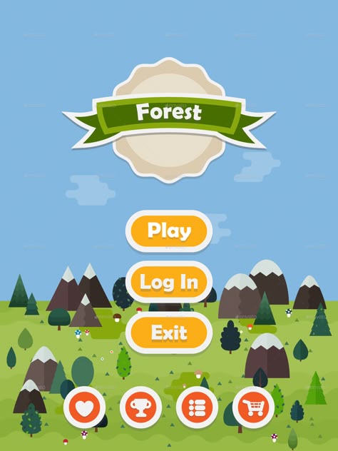 Game App Ui, Game User Interface, Mobile Game Ui, Cartoon Elements, Game Cute, Forest Games, Gaming Graphics, Game Graphics, Game 2d