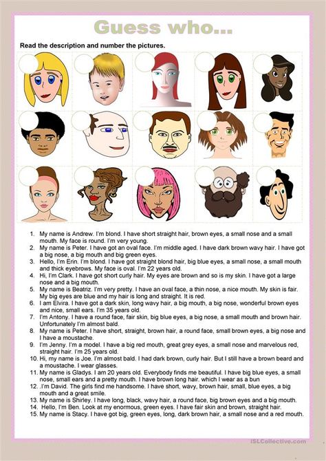 Describing Appearance, Appearance Worksheet, Describing People, English Exercises, Physical Appearance, English Games, English Classroom, English Activities, English Reading