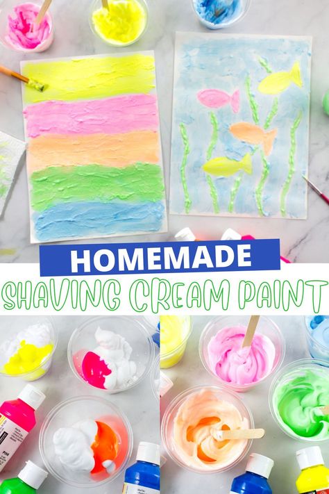 How to Make Homemade Shaving Cream Paint for Kids | Kids Activities Blog Shaving Cream Paint, Shaving Cream Art, Finger Painting For Kids, Homemade Shaving Cream, Shaving Cream Painting, Paint For Kids, Mix Paint, School Age Activities, Paint Recipe