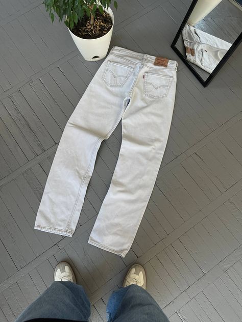 Vintage Vintage 90s Levi's 501 White Denim Jeans 33x34 | Grailed Levis Jeans Vintage, Men's Bottoms, White Denim Jeans, Levi’s Jeans, Distressed Denim Jeans, Levi's 501, Levis 501, White Denim, Levis Jeans