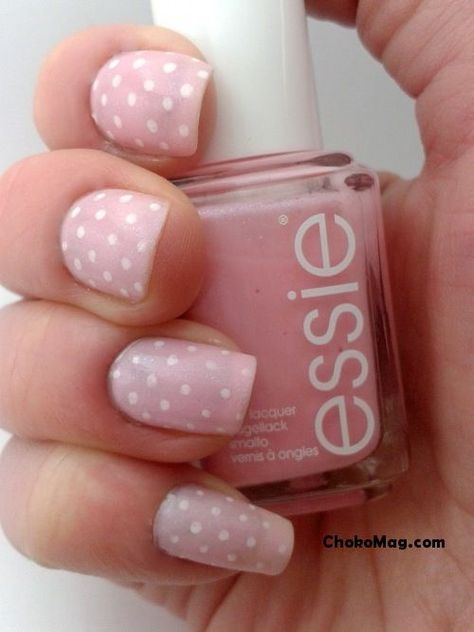 2014 Nails Aesthetic, 2014 Nails Tumblr, Kawaii Nails Short, Cutecore Nails, 2013 Nails, 2014 Nails, Cute Pink Nails, Polka Dot Nails, Dots Nails