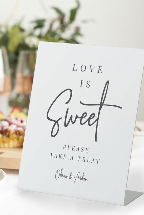 Love is Sweet Please Take a Treat Wedding Dessert or Favor Sign Dessert Labels Wedding, Dessert Table Signage Wedding, Desert Table Wedding Sign, Dessert Sign Wedding, Sweets Sign Dessert Tables, Sweet Signs Dessert Tables, Love Is Sweet Please Take A Treat Sign, Wedding Table Sign, Table Pedestal