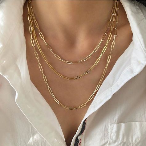 Cuban Link Necklace, Layered Chain Necklace, Layered Chain, Gold Link Chain, Layered Chains, Gold Necklace Layered, Trombone, Gold Chain Necklace, Chain Choker