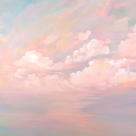 Aesthetic Keyboard, Pink Clouds Wallpaper, Oil Paintings On Canvas, Pastel Clouds, Contemporary Impressionism, Art Essentials, Pastel Artwork, Sky Artwork, Paintings On Canvas