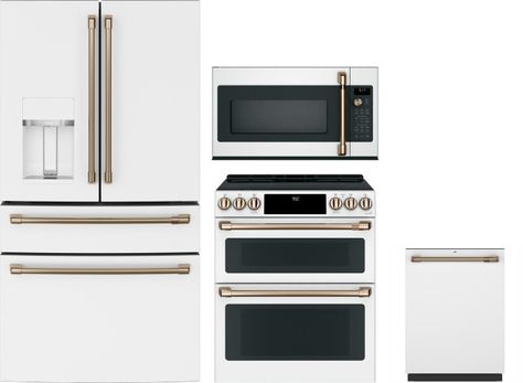 Double Oven Electric Range, Cafe Appliances, Over The Range Microwave, Induction Range, Kitchen Remodel Cost, Kitchen Appliance Packages, White Appliances, Range Microwave, Built In Dishwasher