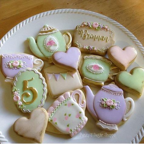 Tea Party Cookies, Tea Cup Cookies, Teapot Cookies, Fairy Tea Parties, Tea Decor, Party Cookies, High Tea Party, Cocoa Cookies, Tea Party Theme