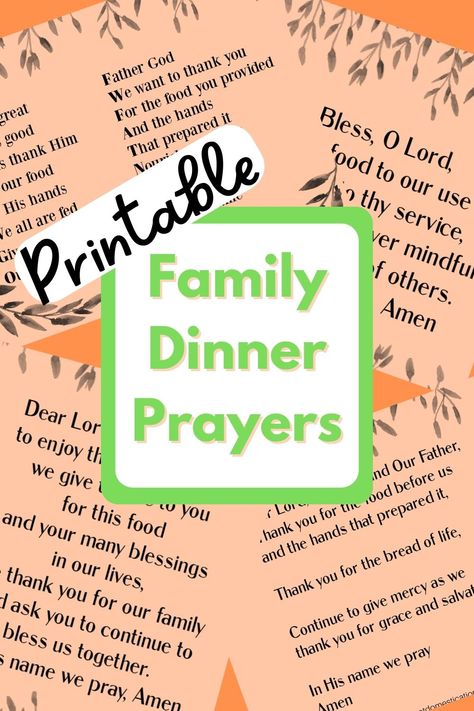 Simple family dinner prayers for adults and children to say around the dinner table. Print these short mealtime prayers for saying grace before meals. Prayers For Dinner Table, Mealtime Prayers Dinner Table, How To Say Grace At Dinner, Say Grace Before Meals, Dinner Prayers Family, Meal Prayers Dinner Table, Easter Prayers For Family Dinner, Easter Dinner Prayer, Saying Grace Before Meals Prayer