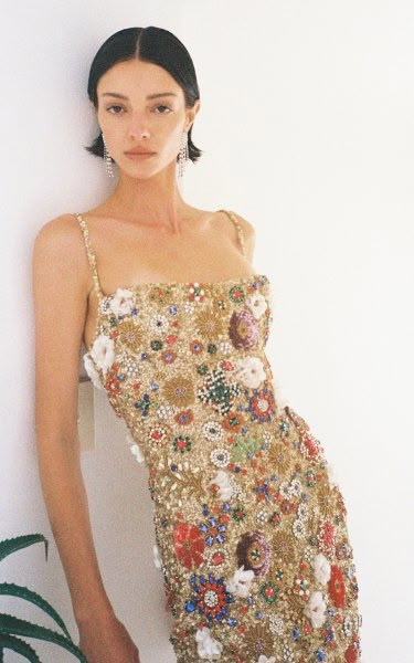 Women's Rachel Gilbert Pre Fall 2022 Collection | Moda Operandi White Floral Dress Formal, Eclectic Formal Dresses, Fitted Couture Embellished Dresses, Beaded Fashion Runway, Sequin Dress Runway, Retrofete Gown, Formal Party Outfit, Rachel Gilbert Dress, Tulle Backdrop