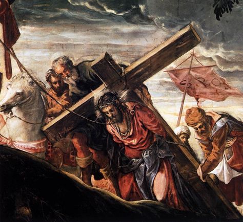 Jesus Carrying the Cross | Jesus, carries His cross. Jesus Carrying Cross, Carrying The Cross, Agony In The Garden, Stations Of The Cross, Cross Art, Jesus Christ Images, Biblical Art, Holy Week, Holy Cross