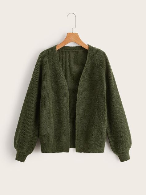 Army Green Casual  Long Sleeve Acrylic Plain Cardigan  Non-Stretch Spring/Fall Girls Clothing Cardigan Verde, Dark Green Cardigan, Plain Cardigan, Girls Fall Outfits, Girls Cardigan, Winter Cardigan, Green Cardigan, African American Women, Shein Style