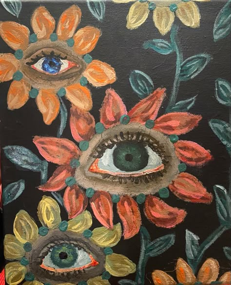 Surrealism Easy Painting, Weird Acrylic Painting Ideas, Easy Weird Paintings, Surreal Art Easy, Acrylic Painting Ideas Dark, Bizarre Art Surrealism Artworks, Easy Surrealism Art, Eyeballs Painting, Surreal Art Painting Acrylic