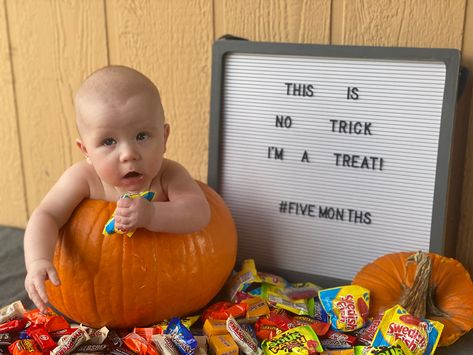 2 Month Milestone Picture Ideas, 5 Month Old Letterboard Ideas, October Baby Milestone Pictures, 5 Month Letterboard Ideas, Halloween Baby Milestone Pictures, October Milestone Picture Ideas, September Milestone Picture Ideas, Halloween Milestone Pictures, Milestone Picture Ideas