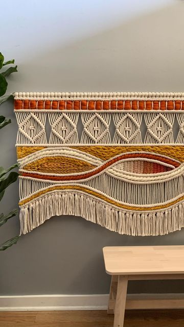 Layered Macrame Wall Hanging, Wall Macrame, Weaving Book, Boho Macrame Wall Hanging, Macrame Headboard, Macrame Mirror, Idee Cricut, Macrame Backdrop, Weaving Wall Hanging