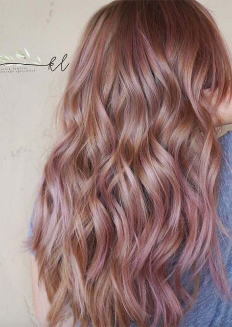 Red Hair With Lowlights, Pink Hair Highlights, Blonde Lowlights, 2018 Hair, Copper Balayage, Blonde Balayage Highlights, Neutral Blonde, Colored Hair Tips, Blonde With Pink