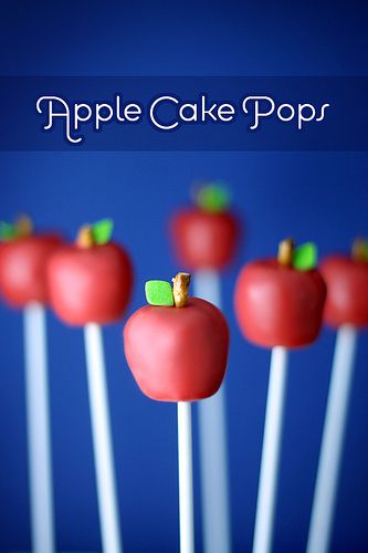 Apple Cake Pops by Bakerella, via Flickr Apple Cake Pops, Apple Pop, Apple Treat, Torte Cupcake, School Treats, Cookie Pops, Apple Cake Recipes, Cupcake Cake, Cake Balls