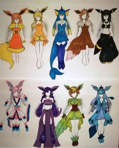 Eevee Evolutions Cosplay, Umbreon And Espeon Cosplay, Umbreon As A Human, Eeveelutions As Humans, Sylveon Outfit, Pokemon Umbreon And Espeon, Pokemon Costume Diy, Eeveelutions Cosplay, Eevee Dress