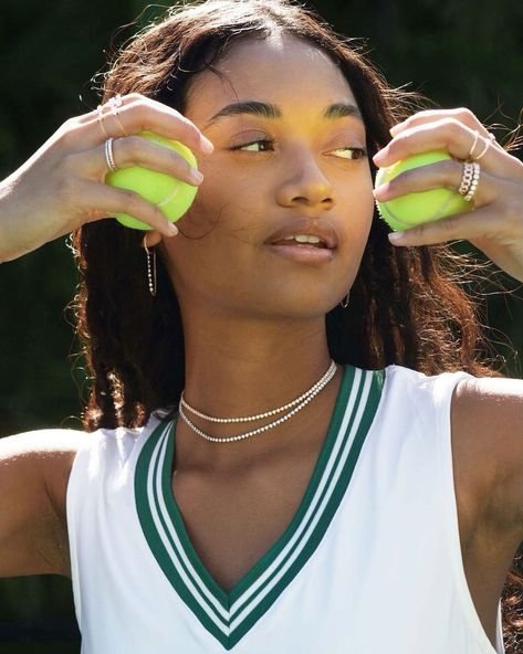 Henri Noël Jewelry’s Instagram profile post: “Who’s up for doubles? 🎾 Timeless jewelry you can play in ✨ Click the link in our bio to shop all things new!” Tennis Necklace Outfit, Maison Miru, Tennis Shoot, Tennis Core, Pool Photoshoot, Tennis Jewelry, Tennis Party, Necklace Outfit, Diamond Tennis Necklace