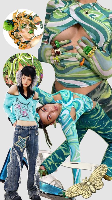 #jolyne #jjba #myfirstshuffle Jolyne Kujo Outfit Ideas, Jolyne Kujo Inspired Outfit, Jjba Fashion Inspiration, Jolyne Kujo Outfit, Jolyne Kujo Aesthetic, Jjba Outfit Ideas, Jjba Inspired Outfits, Jjba Outfits, Jolyne Jjba