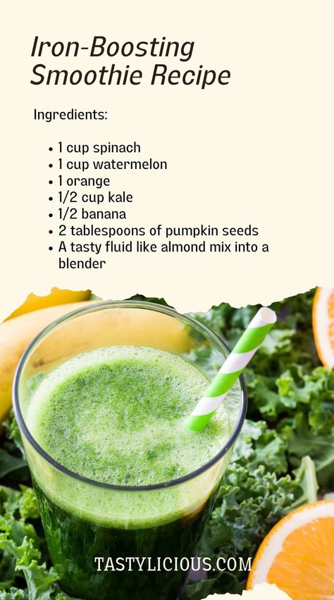 iron boosting smoothie recipe | best smoothie to boost iron | iron boosting smoothie recipes | Smoothies for Low Iron | smoothie to increase red blood cells | Iron-Boosting Orange Green Smoothie Anemic Diet, High Iron Smoothies, Iron Rich Smoothie, Iron Diet, Foods For Migraines, Foods With Iron, Foods High In Iron, Smoothie Drink Recipes, Juicer Recipes