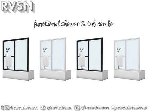 Sims 4 City Living, Bathroom With Tub, Sims 4 Kitchen, 4 Poses, Tumblr Sims 4, Sims House Design, Bathroom Tub, Sims 4 Cc Furniture, White Shower