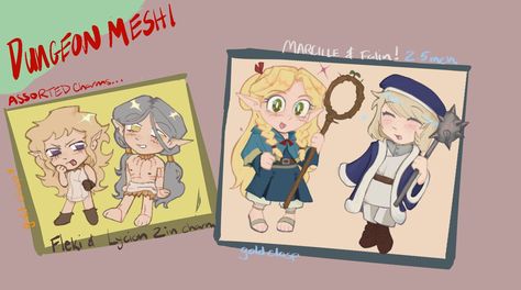 Delicious In Dungeon/Dungeon Meshi Marcille and Falin are 2.5 inches! Fleki and Lycion remain at 2 inch charms Preorder Ends July 22nd! Delicious In Dungeon, Dungeon Meshi, All Anime, Keychains, Charms, Display Homes, Pet Supplies, Purses And Bags, Etsy Uk