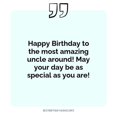 Birthdays are special occasions to celebrate and show your loved ones how much you care. If you have an uncle that you are close to, it’s important to... | # #BirthdayWishes Check more at https://www.ehindijokes.com/birthday-wishes-for-uncle/ Uncle Love Quotes, Happy Birthday Wishes For Uncle Funny, Birthday Quotes For Uncle, Happy Birthday To My Uncle, Birthday Message For Uncle, Uncle Birthday Quotes, Birthday Preparation, Birthday Wishes For Uncle, Uncle Quotes