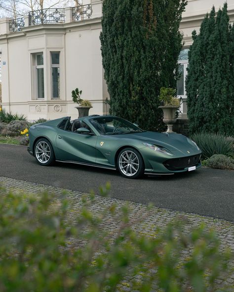 This unique Ferrari 812 GTS was created thanks to the Ferrari Tailor Made programme. It is painted in the super-rare shade of Verde… | Instagram Interior Bridge, Ferrari 488 Pista Aesthetic, Green La Ferrari, Green Ferrari, Ferrari 812 Gts, Ferrari 458 Pista, Life Game, Ferrari 488 Pista, Green Cars