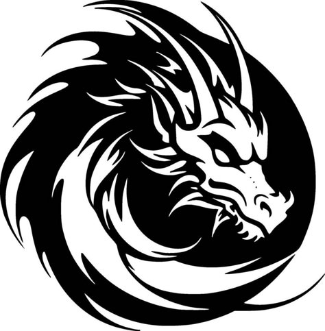 Dragon - High Quality Vector Logo - Vector illustration ideal for T-shirt graphic Dragon Logo Design, Dragon Tattoo Outline, Dragon Tattoo Vector, Dragon Vector, Logo Dragon, Popular Svg, Dragon Logo, Dragon Designs, Dragon Icon