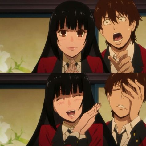 Jabami Yumeko & Suzui Ryouta. How my husband and I look most of the time (especially while watching anime). XD Anime Kakegurui, Jabami Yumeko, Gambling Party, Gambling Quotes, Yumeko Jabami, Gambling Humor, Gambling Gift, Healthy People, Man Humor