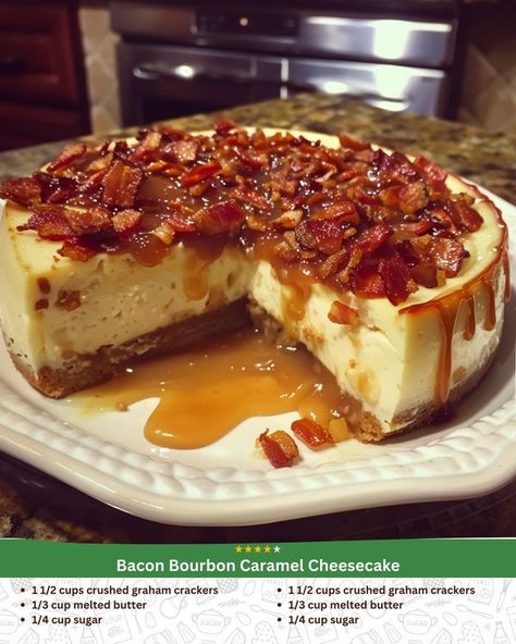 Maple Bacon Bourbon Cheesecake, Bacon Bourbon Caramel Cheesecake, Maple Bacon Cheesecake, Bourbon Cheesecake, Bacon Cheesecake, Bourbon Caramel, Bourbon Caramels, Caramelized Bacon, Homemade Cheesecake