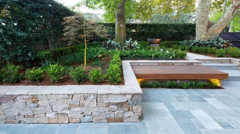 Eco Outdoor Endicott handchipped split stone as driveway paving with Alpine… Stone Walls Garden, Eco Outdoor, Rose Garden Design, Outdoor Paving, Stone Retaining Wall, Courtyard Design, Dry Stone Wall, Stone Bench, Dry Stone