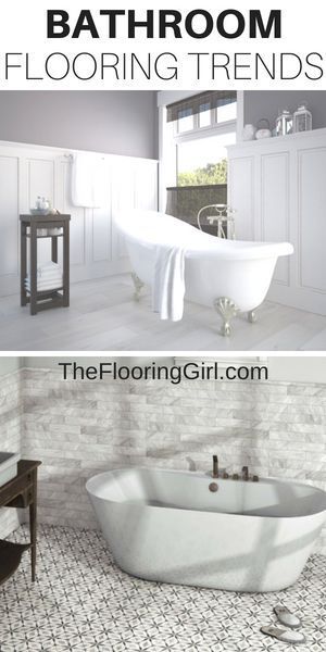 Bathroom tile trends for 2018-2019.  Most popular styles of tile for bathroom floors and walls from wood-look planks that look like hardwood to black and white stenciled tiles to marble mosaics, chevron and herringbone.  #bathroom #tile #flooring #bathroomideas #bathroomdesign #2018trends Herringbone Bathroom Tile, Bathroom Flooring Trends, Bathroom Tile Trends, Herringbone Bathroom, Room Floor Tiles, Tile For Bathroom, French Country Bathroom, Bathroom Floors, Tiles For Bathroom