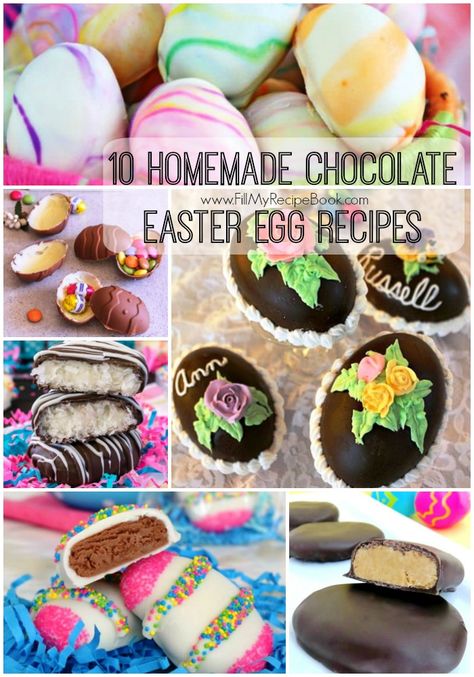 10 homemade chocolate easter egg recipes. A lovely easy way to enjoy making these chocolate easter eggs with your excited children, decorating and molding the chocolate and filling the hollow chocolate eggs with small smarties. Or any other colorful small sweets you can find, maybe some jelly... Easter Egg Mold Ideas, Easter Egg Recipes, Easter Eggs Recipes, Chocolate Easter Eggs Recipe, Chocolate Eggs Easter, Cream Easter Eggs, Easter Candy Recipes, Desserts Easter, Filled Eggs