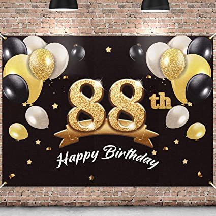 Amazon.com: PAKBOOM Happy 88th Birthday Banner Backdrop - 88 Birthday Party Decorations Supplies for Men - Black Gold 4 x 6ft: Toys & Games Banner Backdrop, Birthday Banner, Birthday Party Decorations, Party Decorations, Balloons, Happy Birthday, Birthday Party, For Men, Birthday