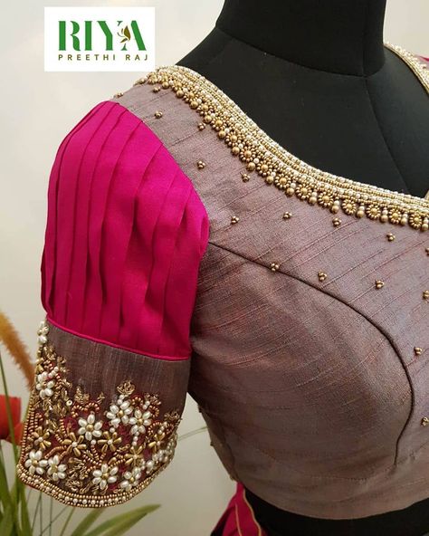 A_Blouse_Array on Instagram: “Pleated Sleeves 😍 . Designer Blouse Ideas! . Designer @riya.preethi_designer . Follow @a_blouse_array for your daily dose of blouse…” Designer Blouse Ideas, Ikat Skirt, Elegant Crop Top, Wedding Saree Blouse, Saree Blouse Neck Designs, Wedding Saree Blouse Designs, Cutwork Blouse Designs, Blouse Design Images, Sari Blouse Designs