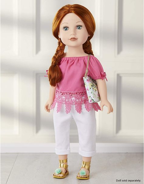 Pink Top White Jeans, Journey Girl Dolls, American Girl Doll Diy, Fashion Forward Outfits, Dolls Diy, Dollhouse Ideas, Journey Girls, Doll Outfits, Diy Clothing