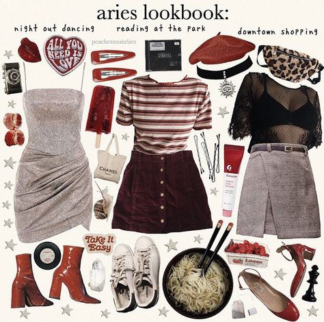 Aries Ascendant Aesthetic, Aries Outfits Ideas, Aries Fall Outfits, Aries Clothes Aesthetic, Dress Like Your Venus Sign Aries, Aries Inspired Outfits, Aries Venus Aesthetic Style, Venus In Aries Fashion, Aries Rising Aesthetic Outfit