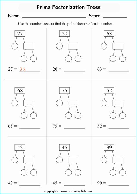 Prime Factorization Tree Worksheet Awesome Factoring Worksheets – Chessmuseum Template Library Lcm Worksheet, Prime Numbers Worksheet, Prime Factorization Worksheet, Special Education Accommodations, Prime Factors, Tree Worksheet, Factor Trees, How To Do Math, Grade 5 Math Worksheets