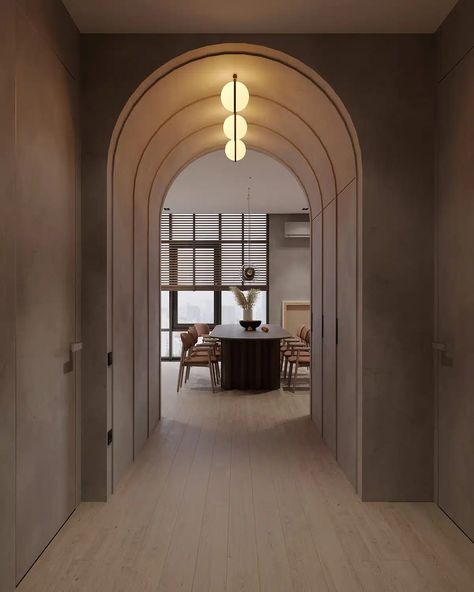 12 Elegantly Creative Door Arches Designs for Your Home - A House in the Hills Archways In Homes, Arched Front Door, Brick Archway, Arch Doorway, Modern Rustic Living Room, Studios Architecture, Sleek Kitchen, Contemporary Style Homes, Arched Windows