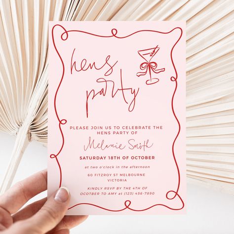 Wavy Border Hens Party Invite, Bridal Shower Bachelorette Invitation, Modern Hand Drawn Wave, Editable Printable Template Download HP03 - Etsy Australia Hens Invite Design, Hen Party Stationary, Hens Night Invitations, Hen Party Invite, Coastal Bachelorette Invite, Hens Party Invitations, Bachelorette Invitation, Hens Party, Bachelorette Invitations