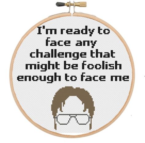 Cross Stitch Pattern The Office Dwight Schrute I'm | Etsy The Office Cross Stitch Pattern, The Office Crochet, The Office Embroidery, The Office Cross Stitch, Office Embroidery, Office Cross Stitch, The Office Dwight Schrute, The Office Dwight, Challenges Funny